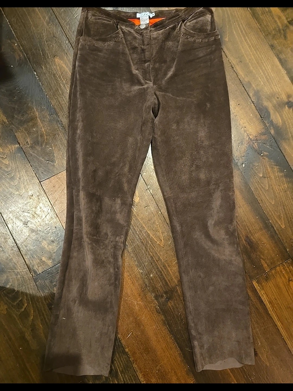 WOMENS ITW BROWN SUEDE PANTS SZ 8* Fully Lined Orange See Pic For Measurements